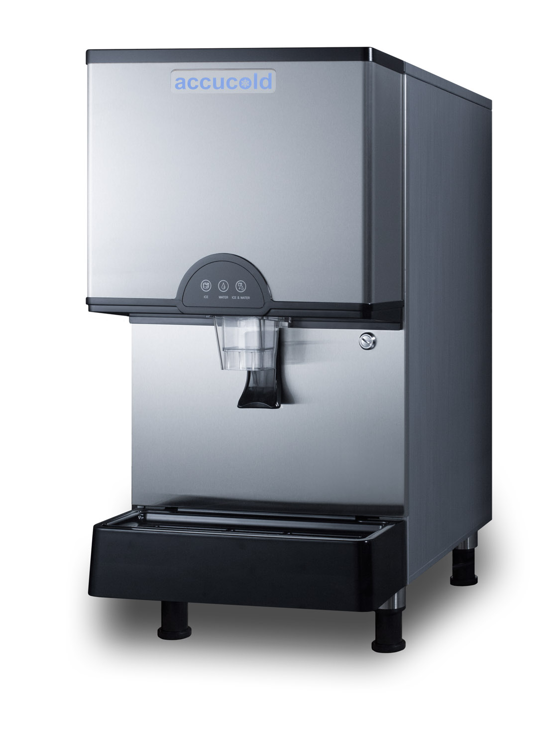 Commercially listed countertop ice and water dispenser with 282 lb. ice production capacity, filter kit included